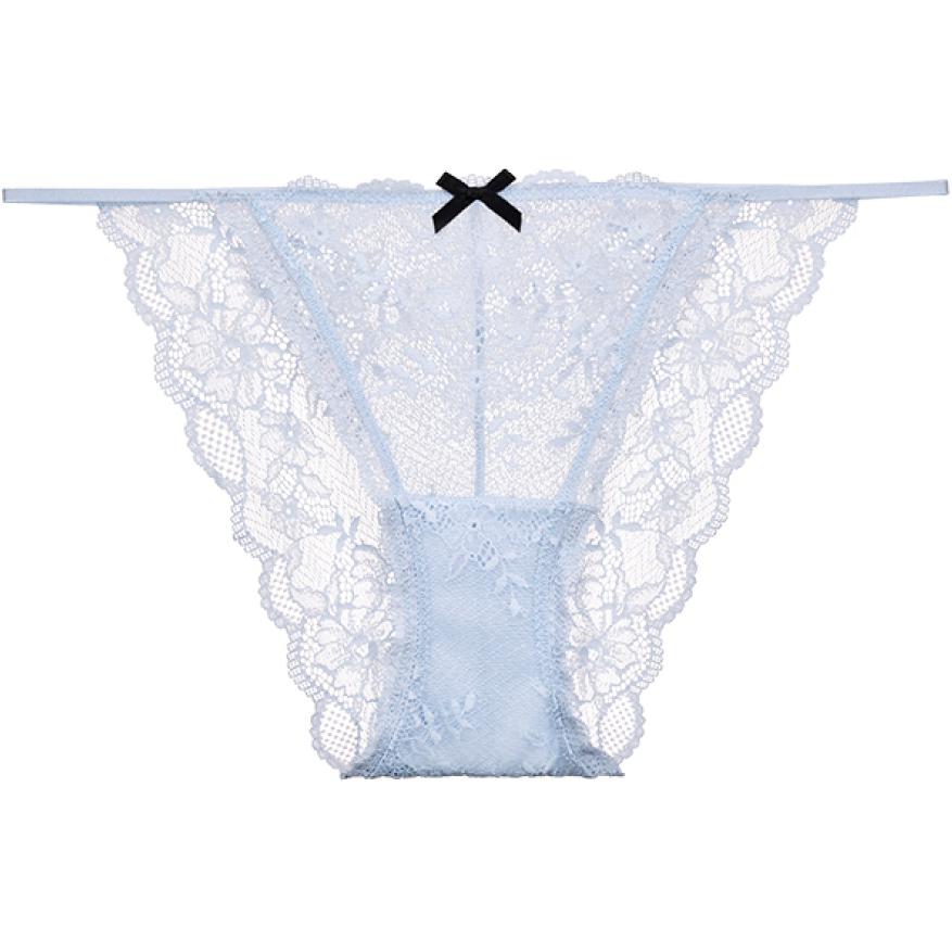 

Victoria's Secret PINK Floral Lace Overlay With Fine Ribbon Bikini/AB Underpants Women's 1 Pack Dewy Blue