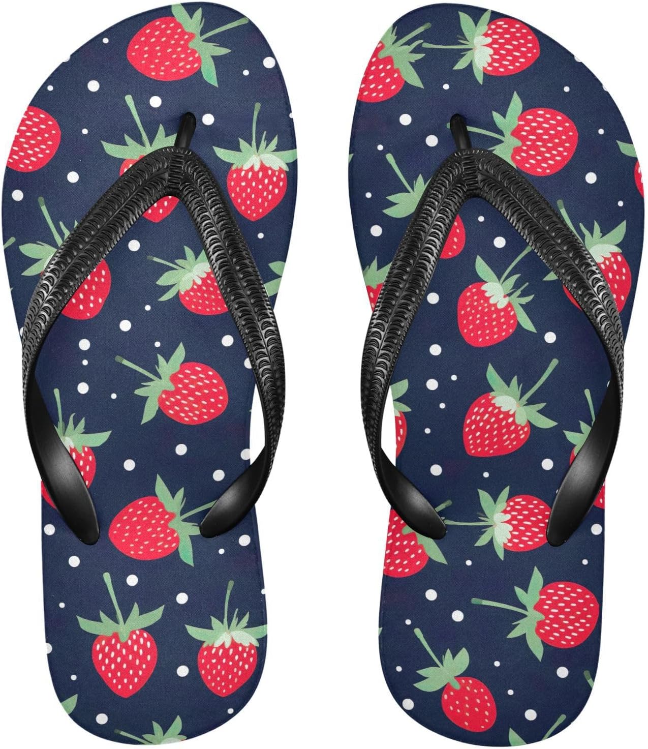 

Женские и мужские шлепанцы SPRIPORT Strawberry Red Fruit Slim с удобной подошвой, мягкими ремешками и противоскользящей резиновой подошвой, плоские сандалии для отдыха и прогулок по пляжу летом, Multicoloured