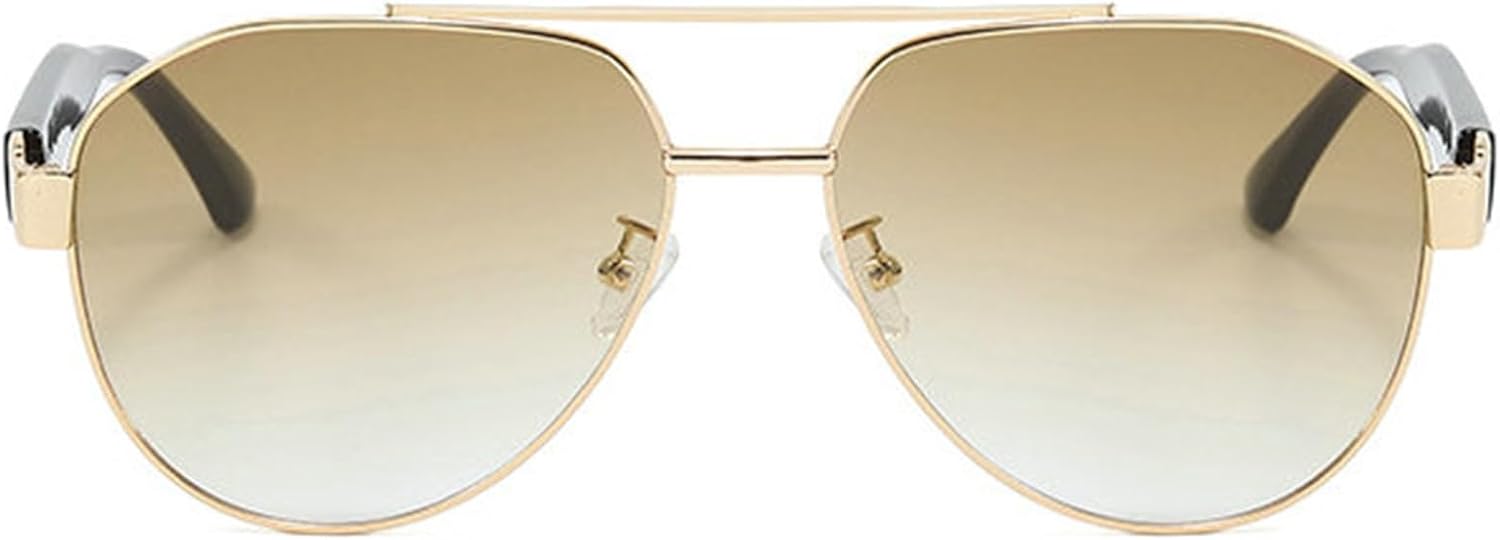 

Солнцезащитные очки Willochra Fashion с двойной перемычкой, овальной формы, металлические, винтажные, градиентные, в стиле «пилот», с защитой от УФ-излучения UV400, C3