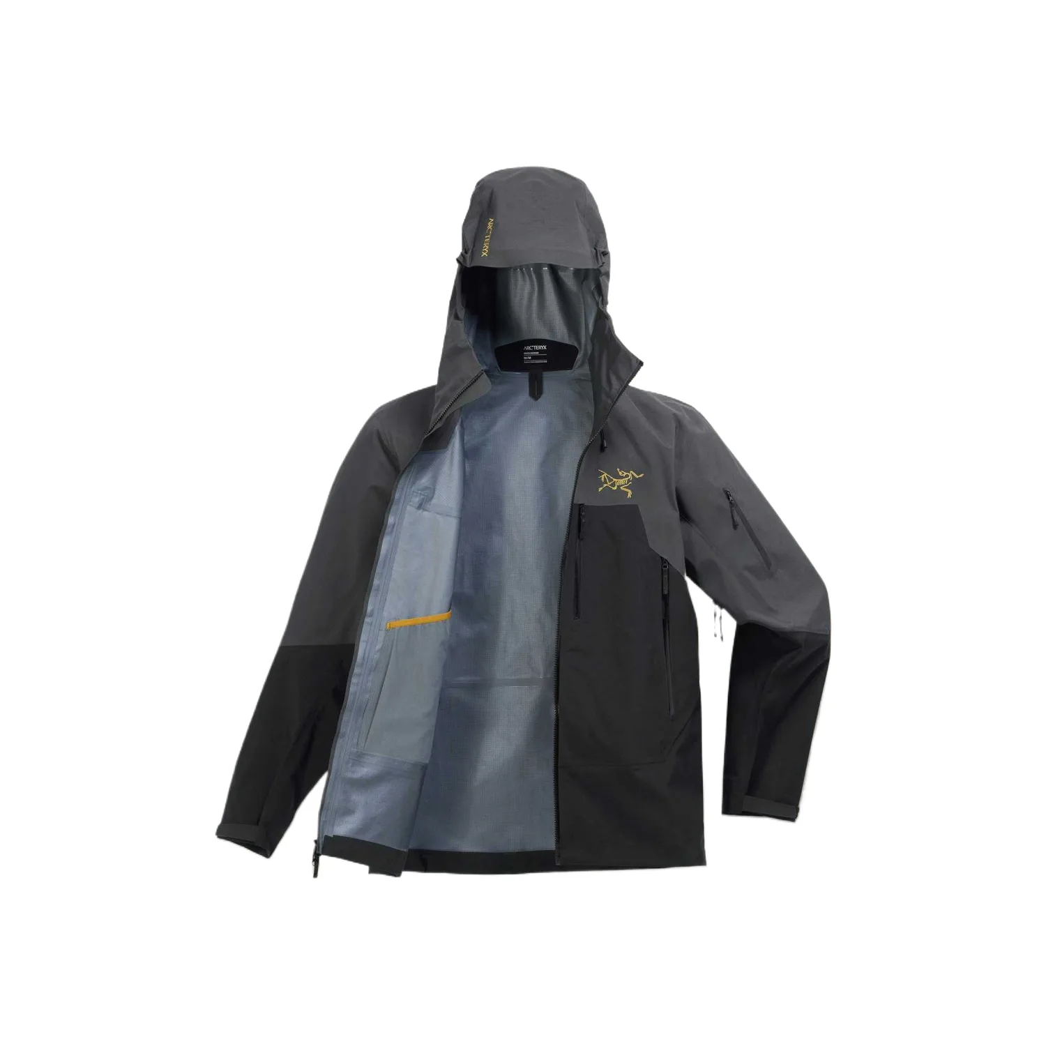 Куртка RUSH мужская с капюшоном Arcteryx, Graphite Gray/Black/Yukon Yellow/Graphite/BLK/Yukon