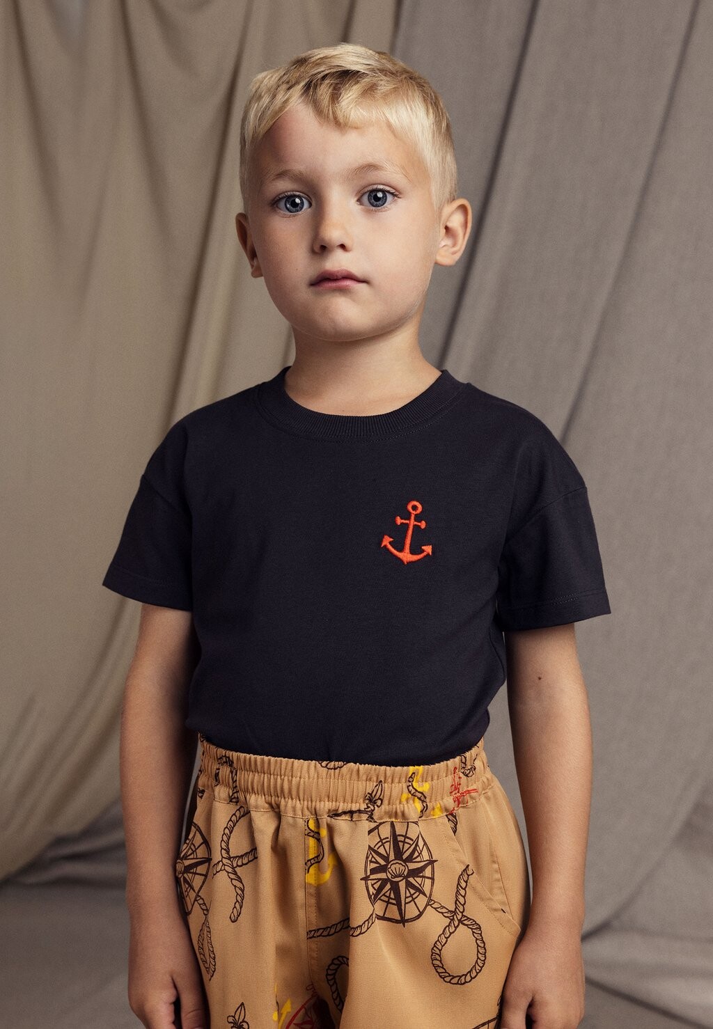 

Футболка с принтом Anchor Tee Unisex Mini Rodini, черная