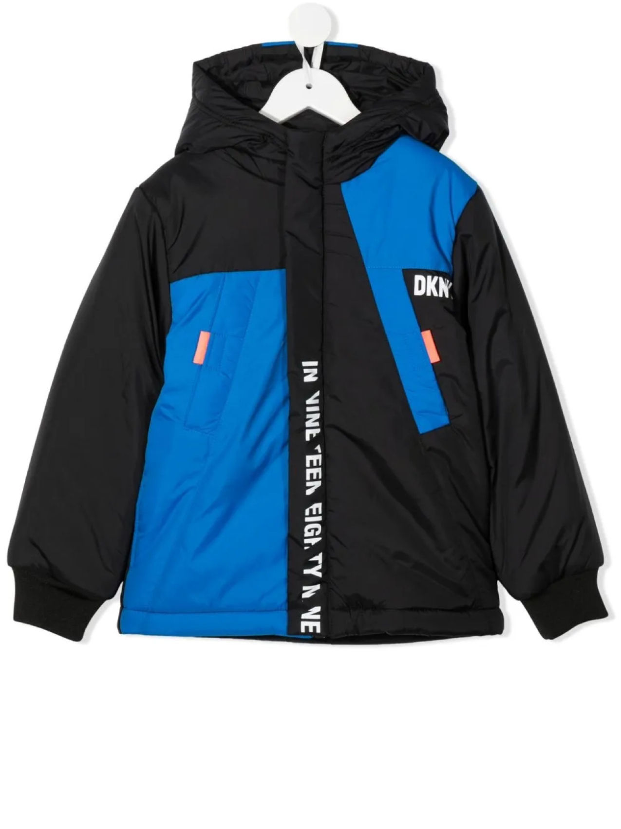 

Dkny Kids куртка в стиле колор-блок с капюшоном, черный