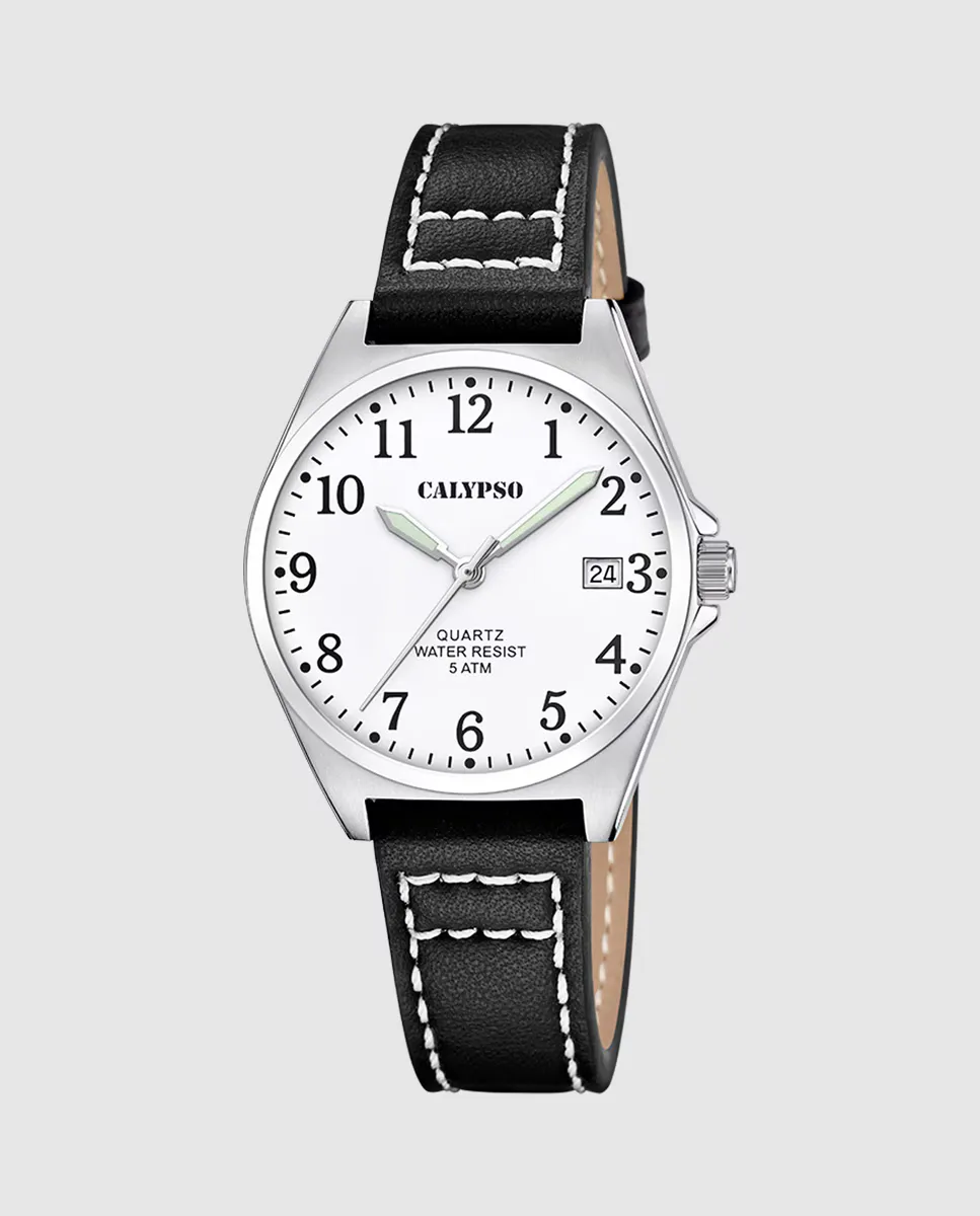 

K5869/1 Базовые женские кожаные часы черного цвета Calypso