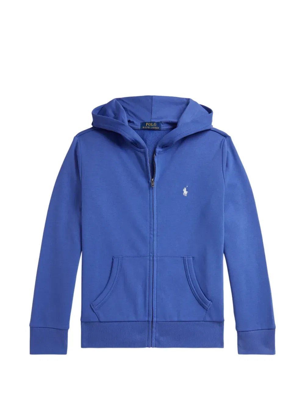 Махровое худи на молнии с логотипом Polo Ralph Lauren Kids, синий