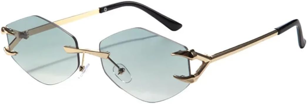 

Солнцезащитные очки с защитой UV400 | Металлическая оправа, стиль «кошачий глаз», панк | Для женщин и мужчин, для занятий спортом на открытом воздухе и вождения DSVIGF, Gold-green