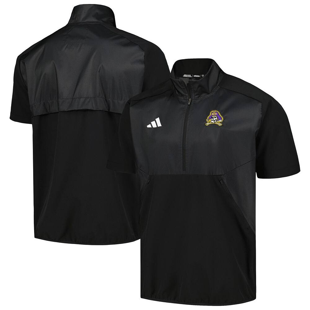 Мужская куртка adidas Black ECU Pirates Sideline AEROREADY Raglan с коротким рукавом и молнией четверти Adidas, цвет Ecu Black — фото 2