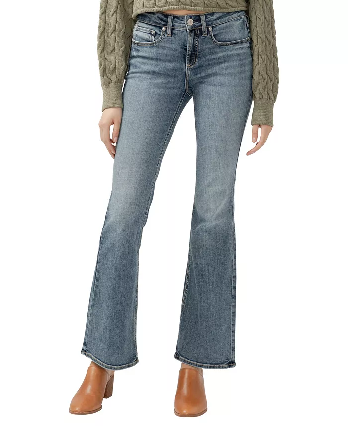 

Женские джинсы Suki Curvy Fit Bootcut со средней посадкой Silver Jeans Co., синий