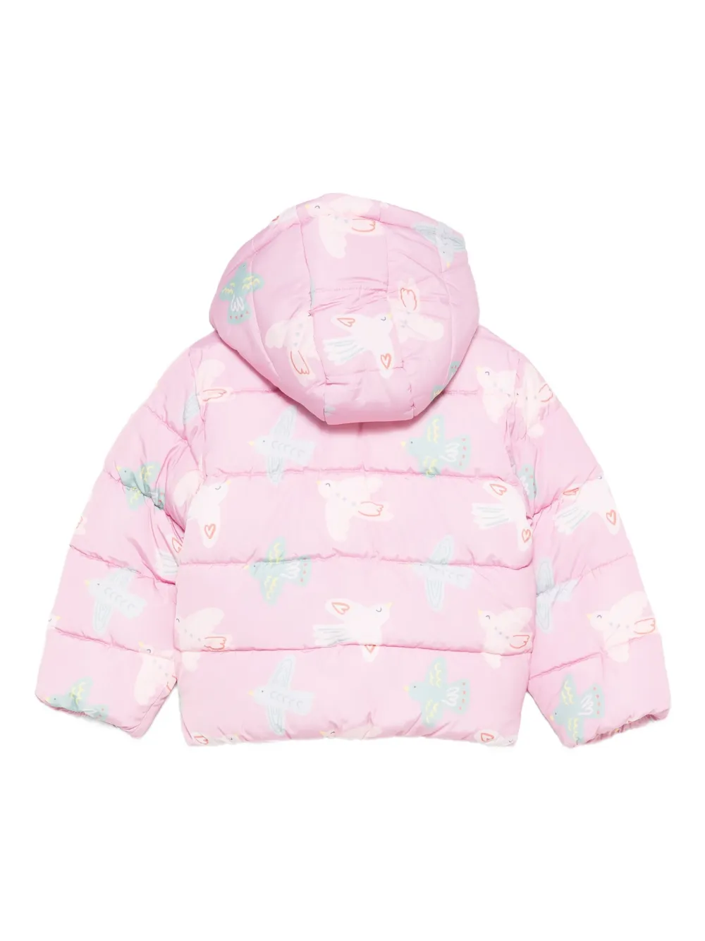 Стеганая куртка с птичьим принтом Stella McCartney Kids, розовый — фото 2