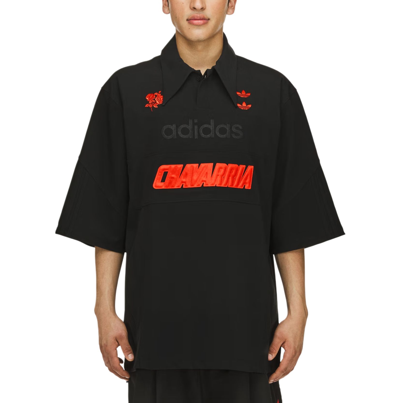 Поло Adidas Originals X Willy Chavarria с вышитым логотипом, черный — фото 3