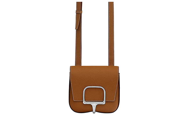 

Сумка через плечо мини Della Cavalleria Epsom из телячьей кожи золотистого цвета HERMES