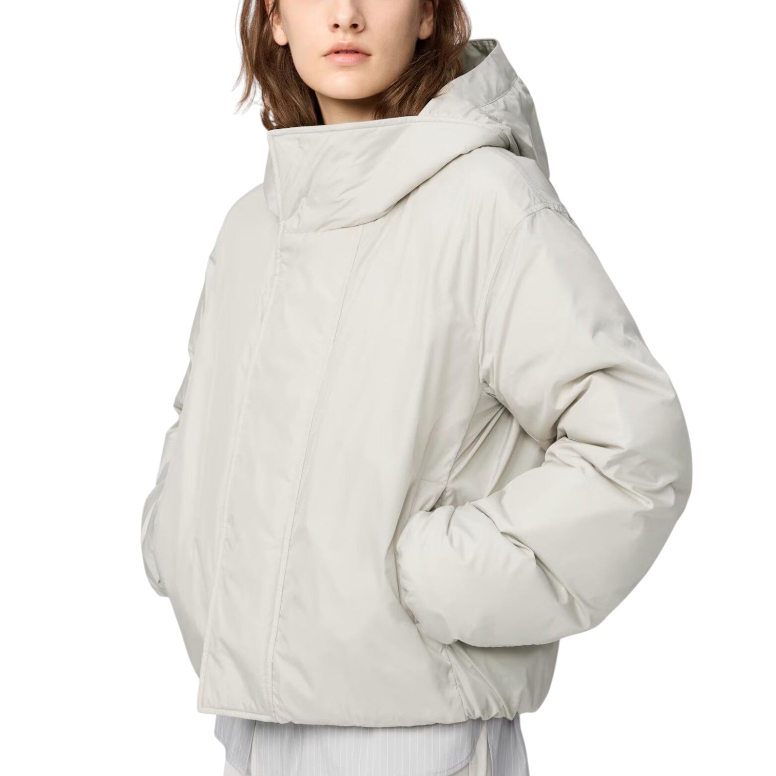 (WMNS) Парка Uniqlo  Pufftech, светло-серый цвет — фото 3