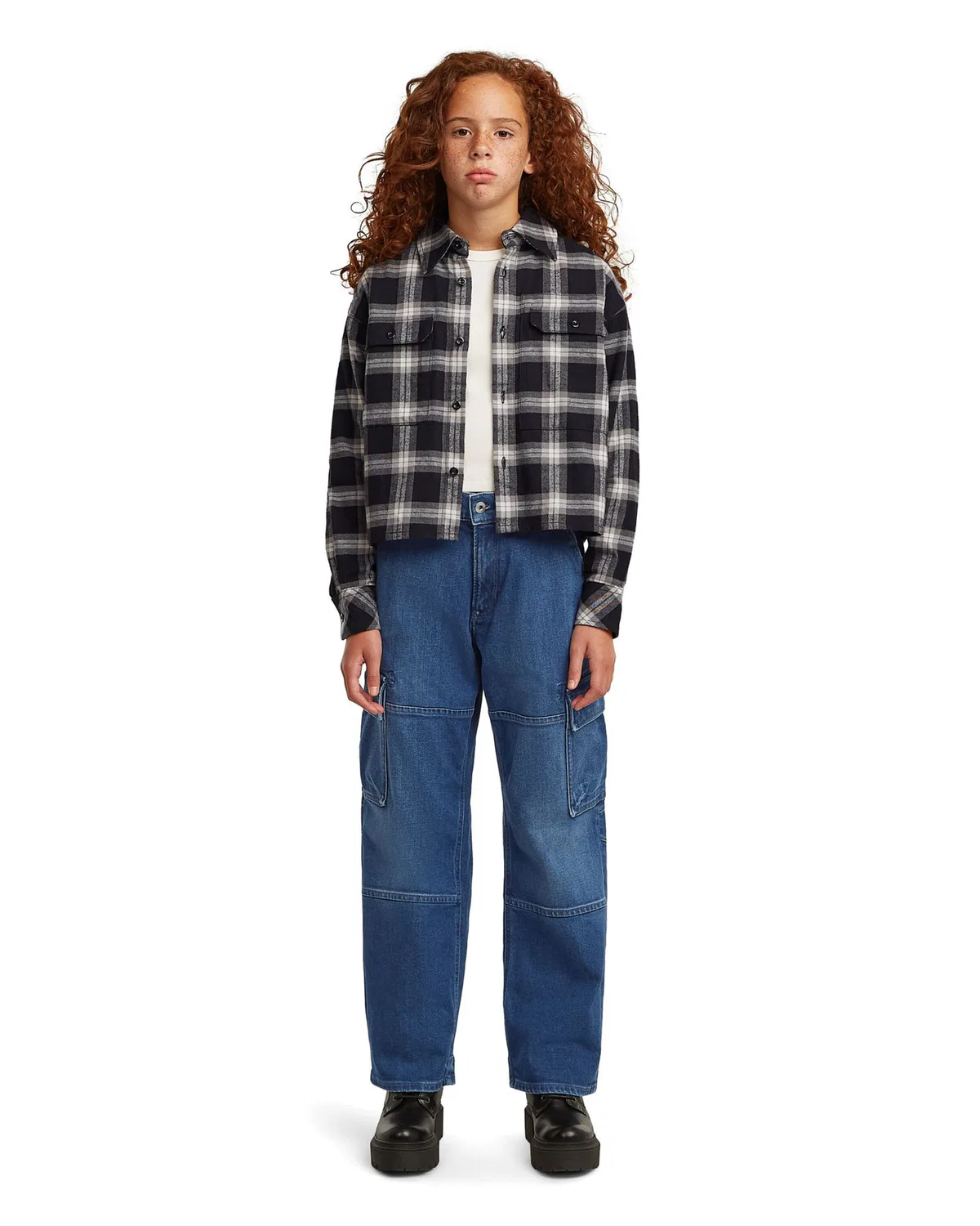 Джинсы G-Star свободного кроя Girls Bowey Extreme Cargo Loose Jeans синего цвета — фото 4