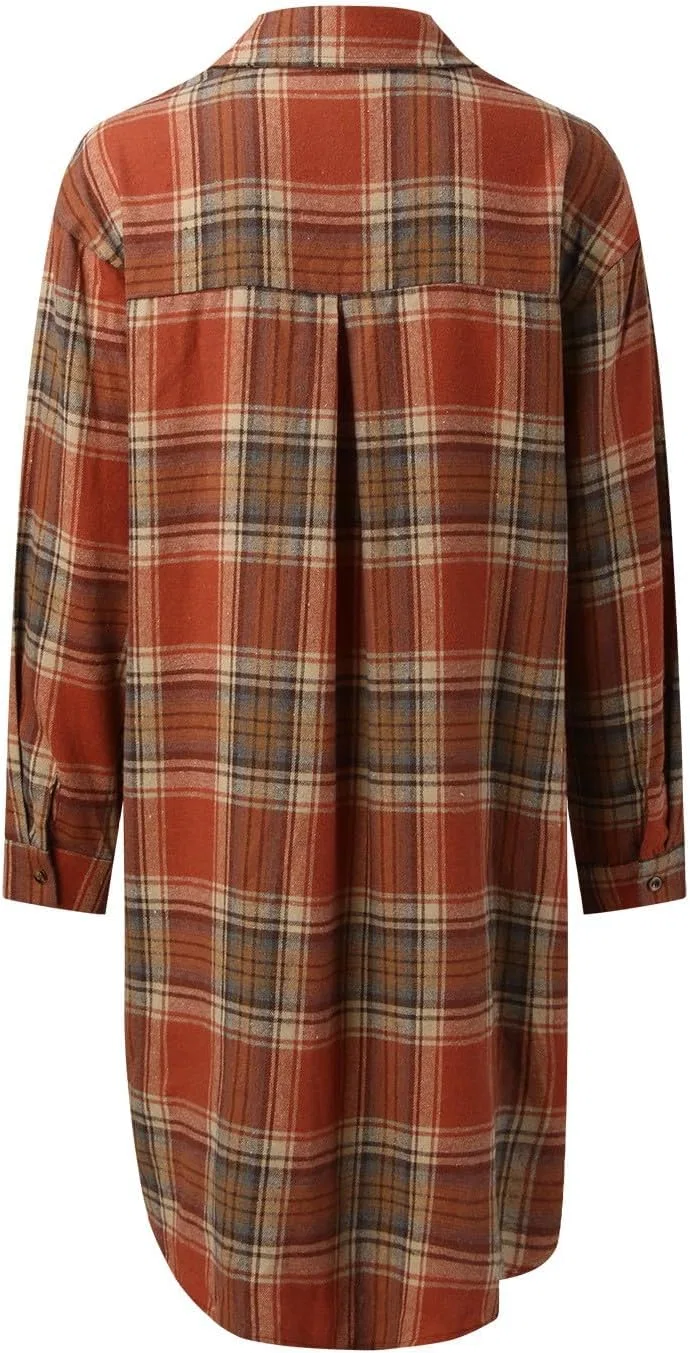 Блуза длинный рукав Plaid Pattern, оранжевый — фото 3