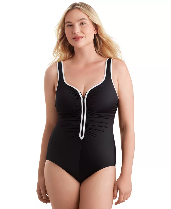 

Купальник женский цельный с застежкой-молнией и сборкой по бокам ShapeSolver ShapeSolver Sport by Mimi Flamingo, черный