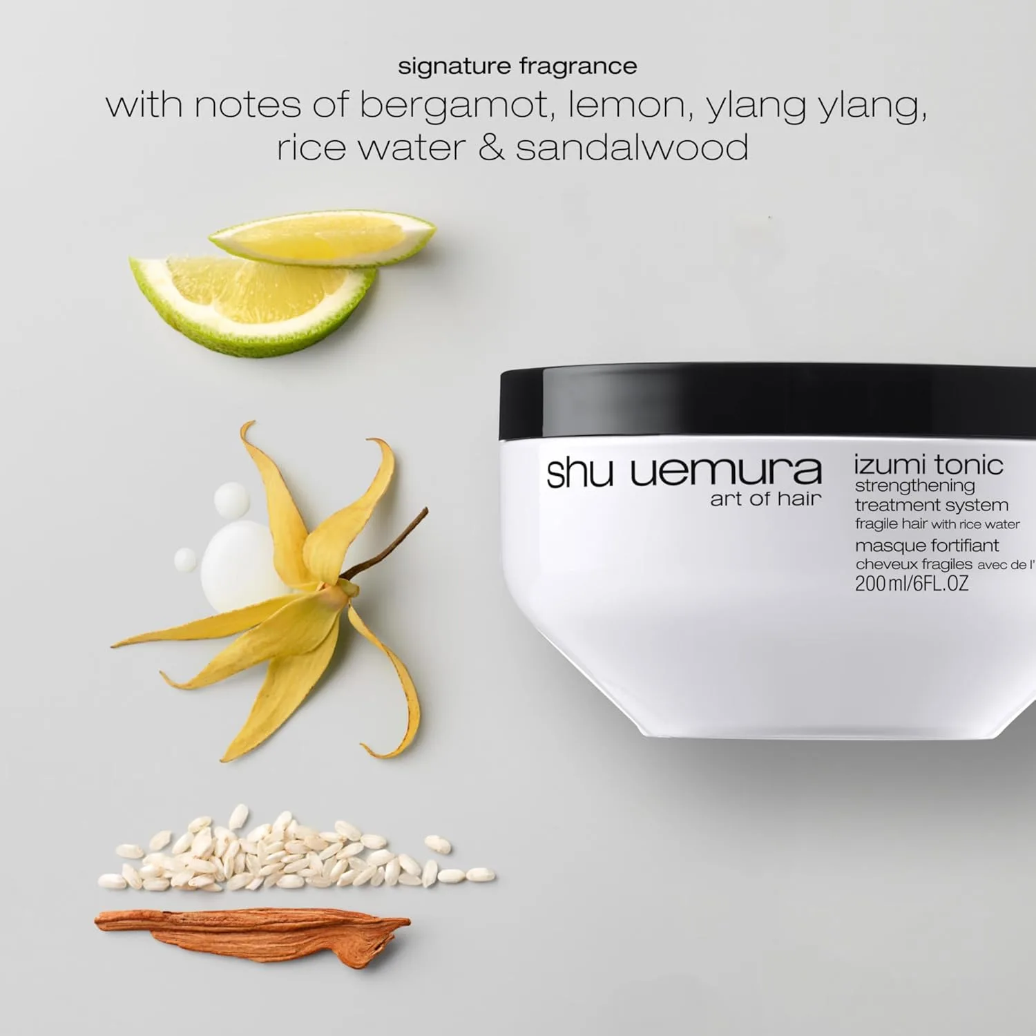 Shu Uemura art of hair Izumi Tonic укрепляющая и уплотняющая маска для волос с рисовой водой, питает и восстанавливает поврежденные волосы, разглаживает и придает блеск, 177 мл — фото 4