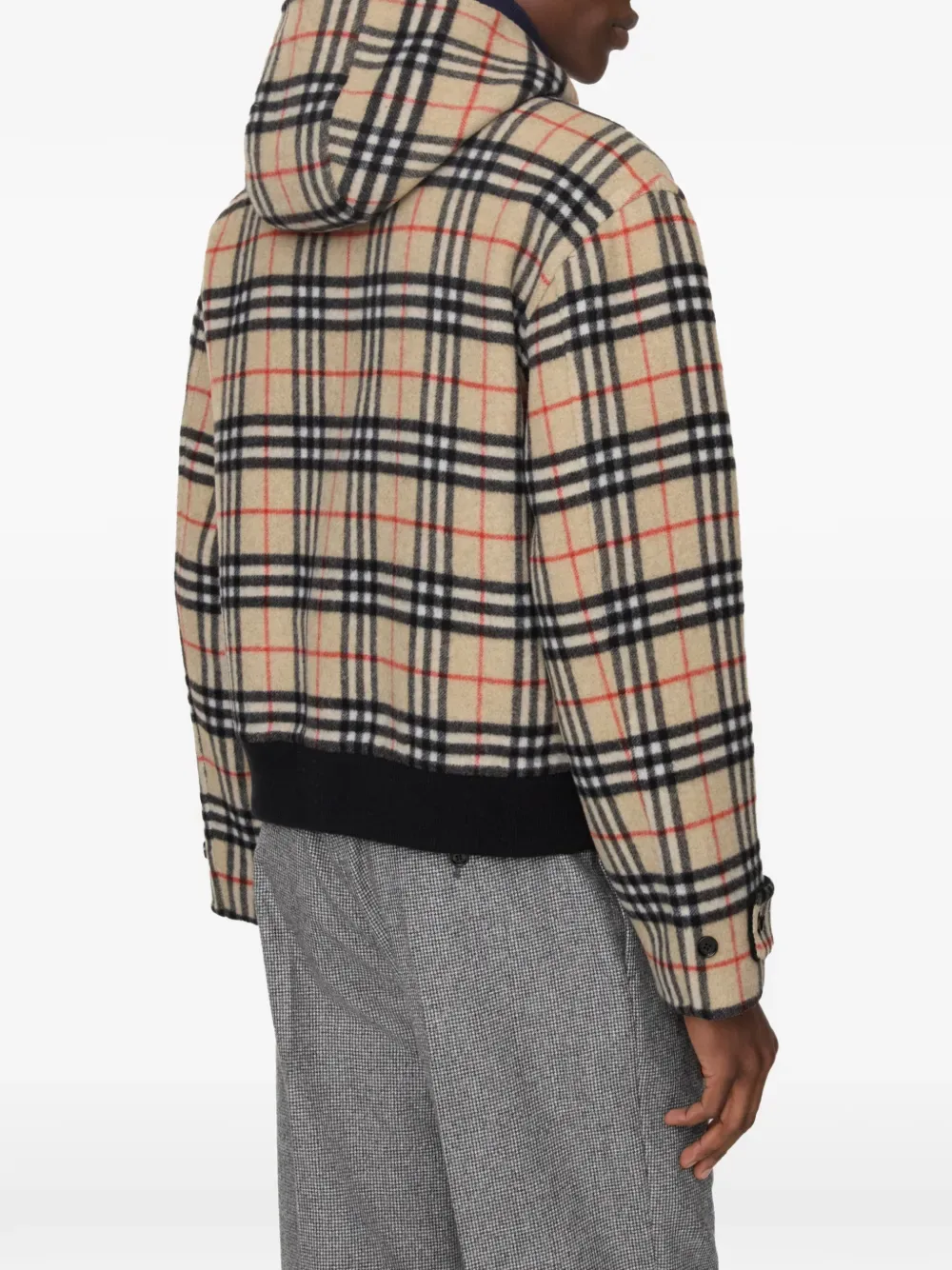 Двусторонняя куртка BURBERRY с капюшоном, шерсть 100%, черный — фото 3