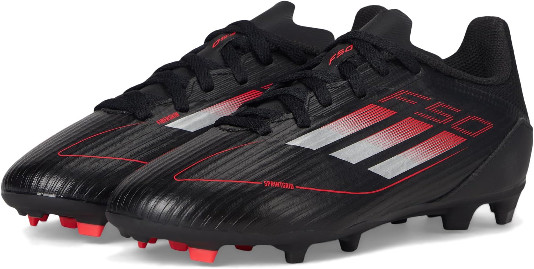 

Кроссовки Adidas Kids F50 League Firm Ground/Multi Ground Soccer Cleats, Black/Iron Metallic/Lucid Red