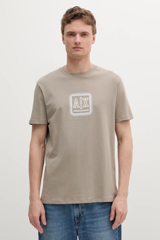 

Хлопковая футболка Armani Exchange, бежевый
