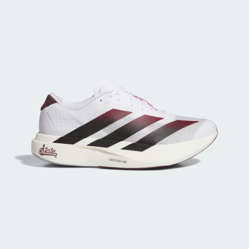 

Кроссовки Adidas Mississippi State Bulldogs adizero Evo SL, цвет Cloud White/Core Black/Team Maroon