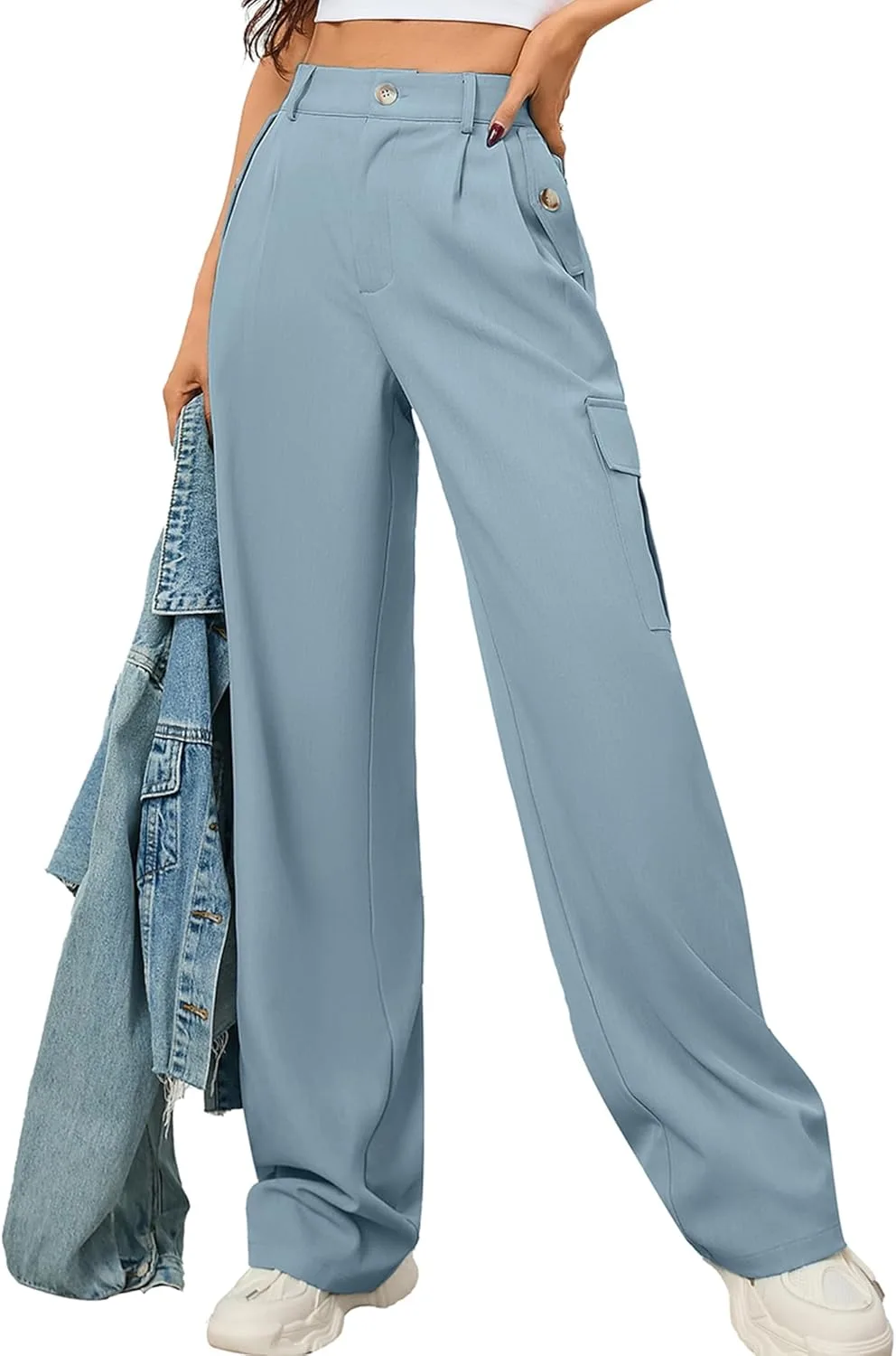 

Женские широкие брюки AusLook с карманами, легкие, на высокой талии