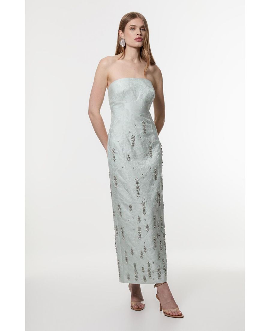 

Платье-миди без бретелей, украшенное кристаллами Karen Millen, Sage