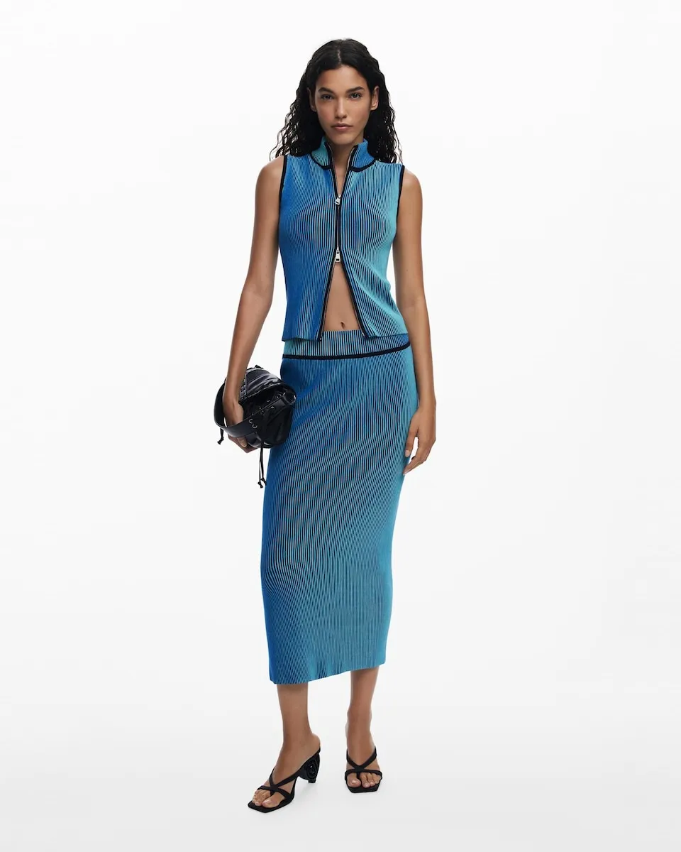 

Юбка-карандаш миди в полоску Desigual, синий