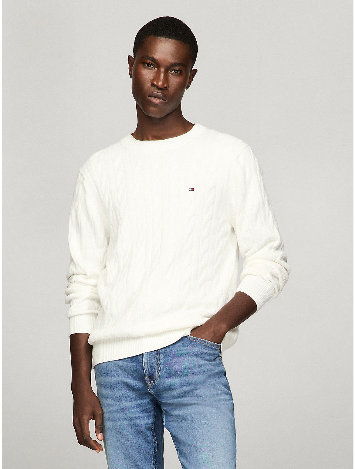

Мужской свитер Tommy Hilfiger с косами, цвет milky way