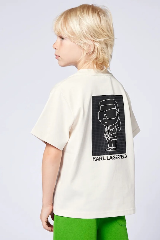 

Детская хлопковая футболка Karl Lagerfeld, бежевый