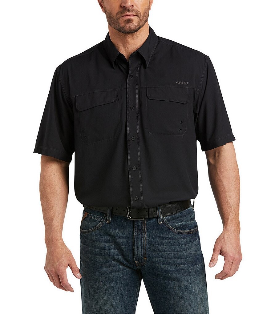 

Ariat VentTek Outbound Classic Fit Тканая рубашка с короткими рукавами, черный