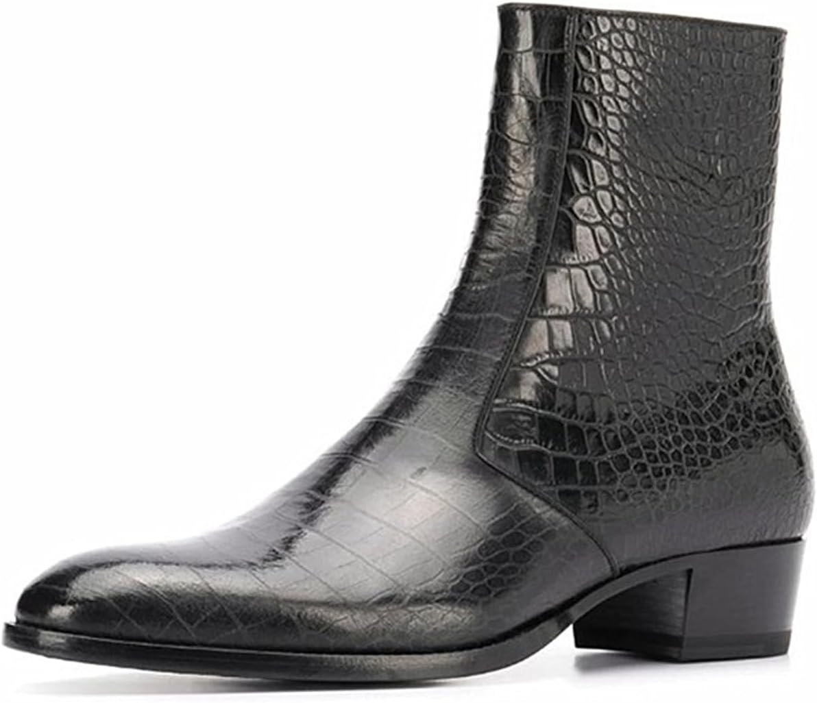 

Мужские кожаные ботинки Santimon с металлическим эффектом, ботинки на молнии с боковой застежкой, с блочным каблуком, с блестящей золотой и серебряной текстурой под крокодила, модные ботинки для вечеринки, сцены и официальных мероприятий