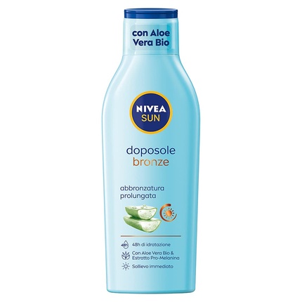 

NIVEA SUN Milk After-Sun Bronze 200 мл, крем после загара с органическим алоэ вера и экстрактом промеланина, продлевает загар и увлажняет на 48 часов