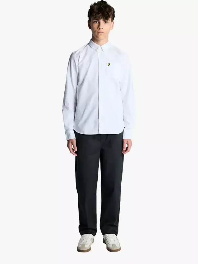 Детская рубашка с длинными рукавами Riviera из чистого хлопка, оксфордская Lyle & Scott, White — фото 2