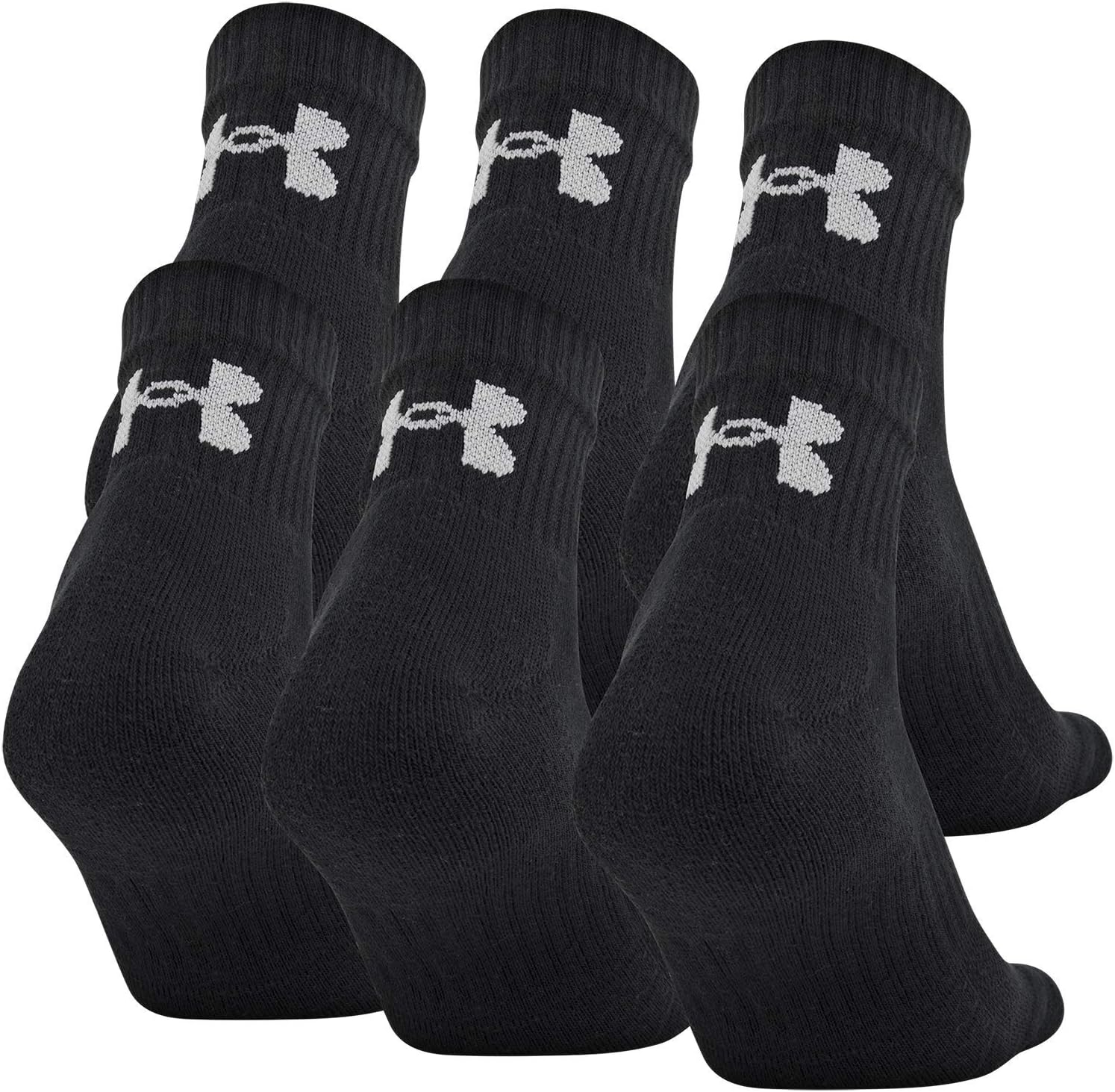 

Under Armour Unisex-Adult тренировочные хлопковые носки Quarter, мультипары, Black (6-Pairs)