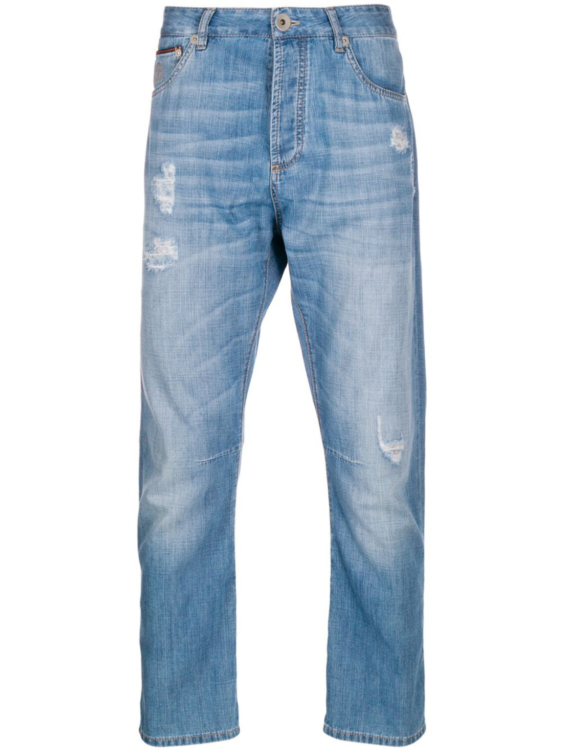 

Brunello Cucinelli джинсы прямого кроя с эффектом потертости, синий