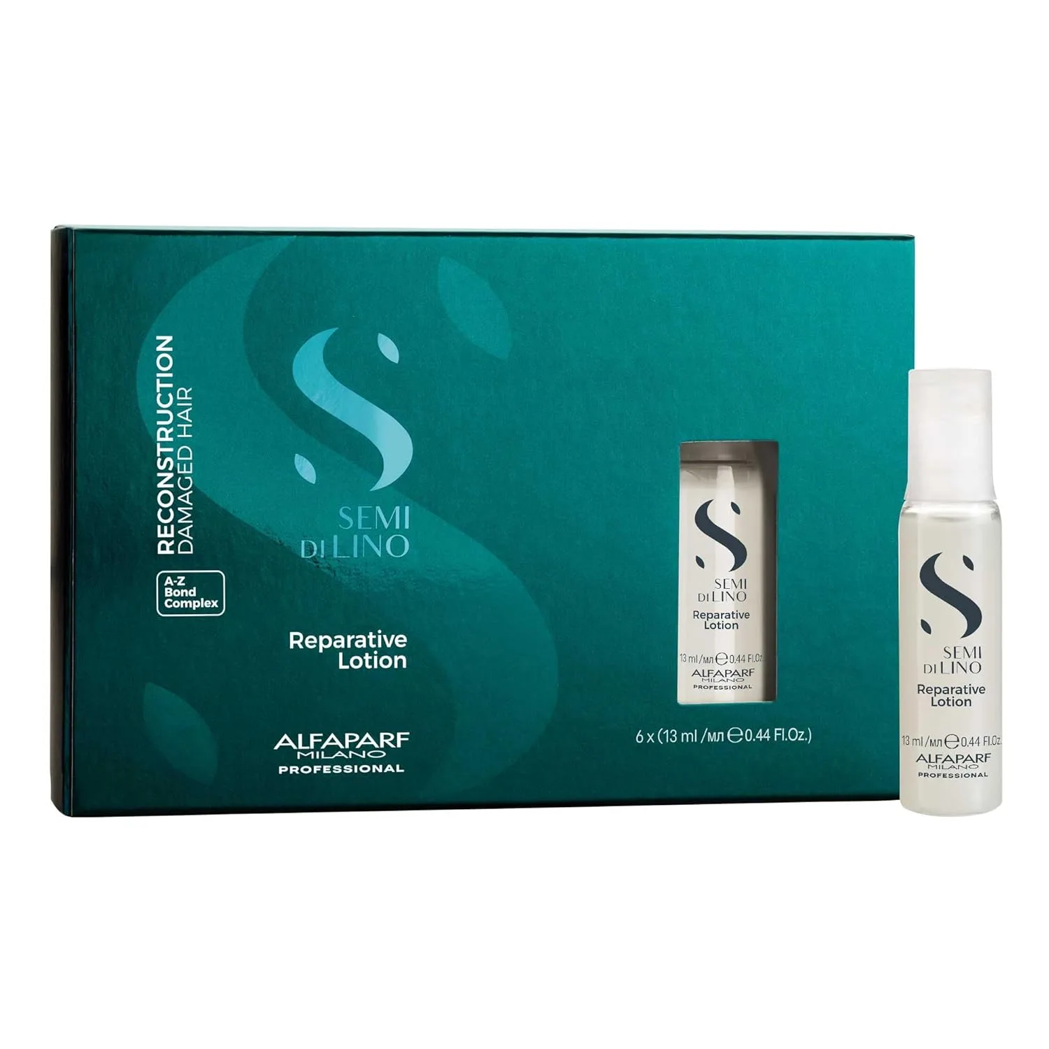 ALFAPARF MILANO Semi di Lino Reconstruction SOS Emergency Hair Oil и Reparative Lotion набор для восстановления поврежденных волос - блеск, мягкость, объем, термозащита, против ломкости — фото 2