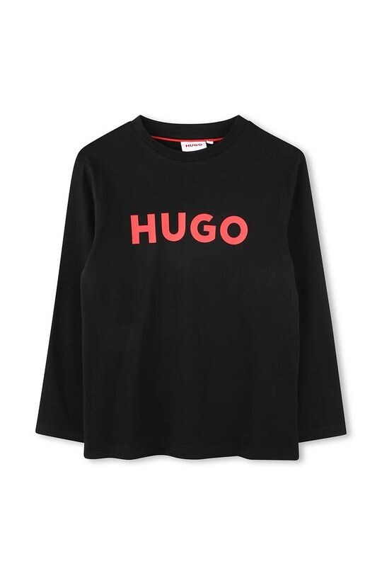 

Детская хлопковая рубашка с длинным рукавом Hugo, черный