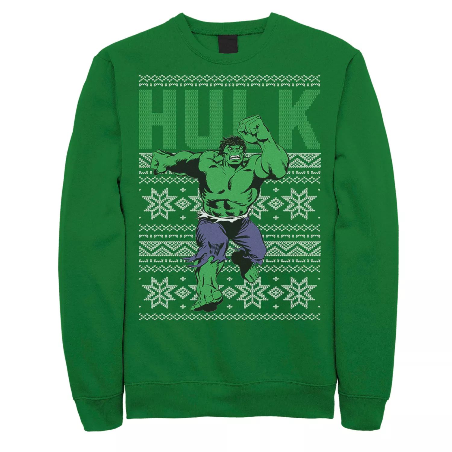 

Мужской флисовый пуловер с рисунком Marvel Hulk в стиле ретро Ugly Christmas