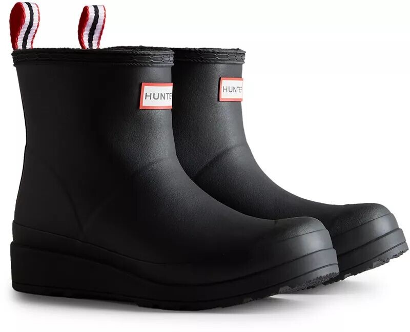 Hunter Boots Женские короткие резиновые сапоги из веганской овчины с утеплителем, черный — фото 3