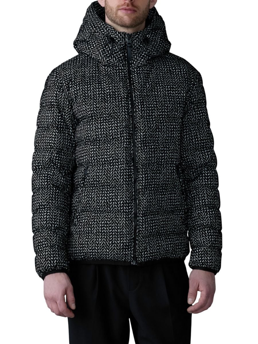 

Пуховик с капюшоном Jack Chevron & Houndstooth Mackage, черный/белый