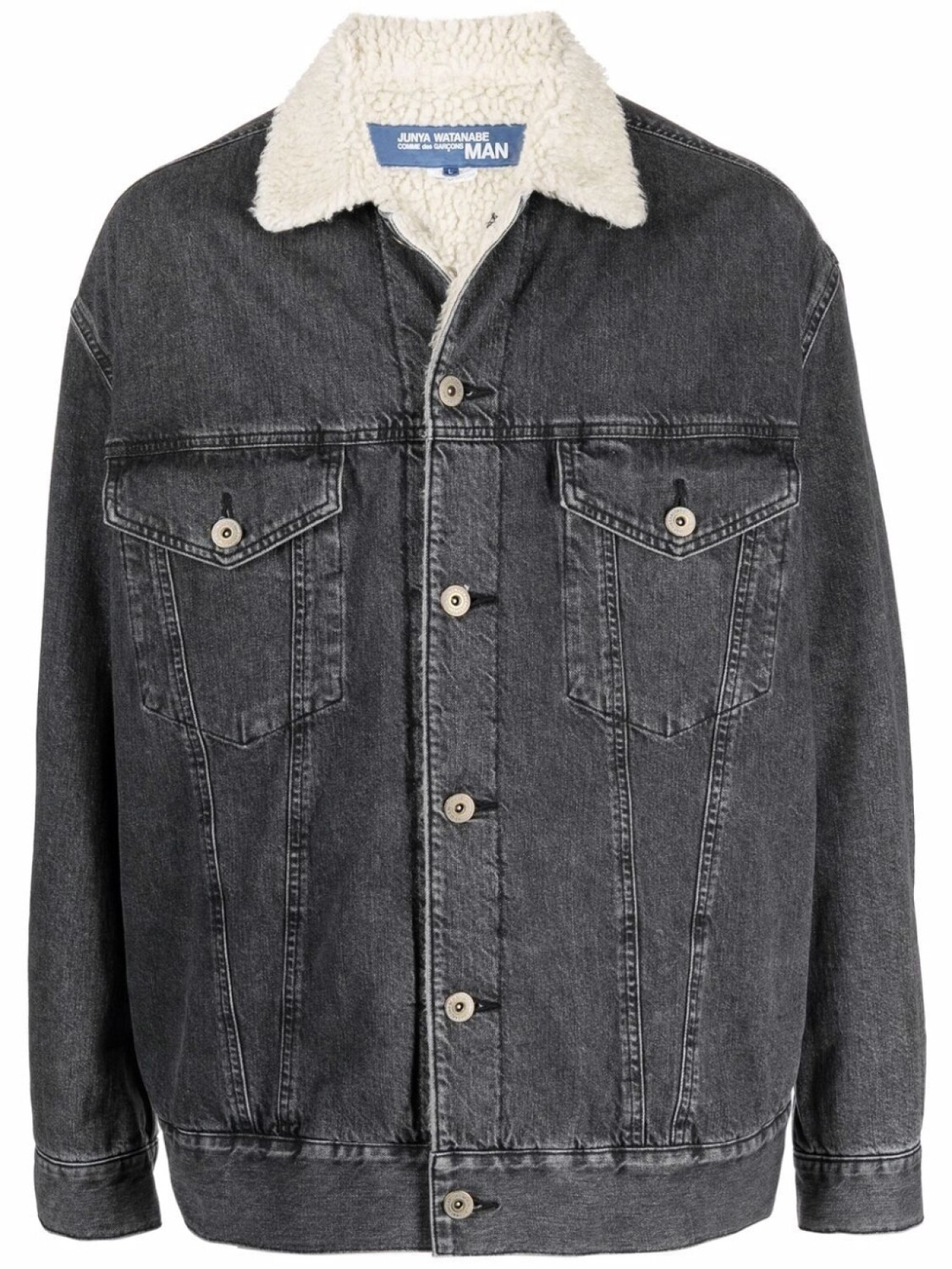 

Junya Watanabe MAN джинсовая куртка с воротником из искусственного меха, черный