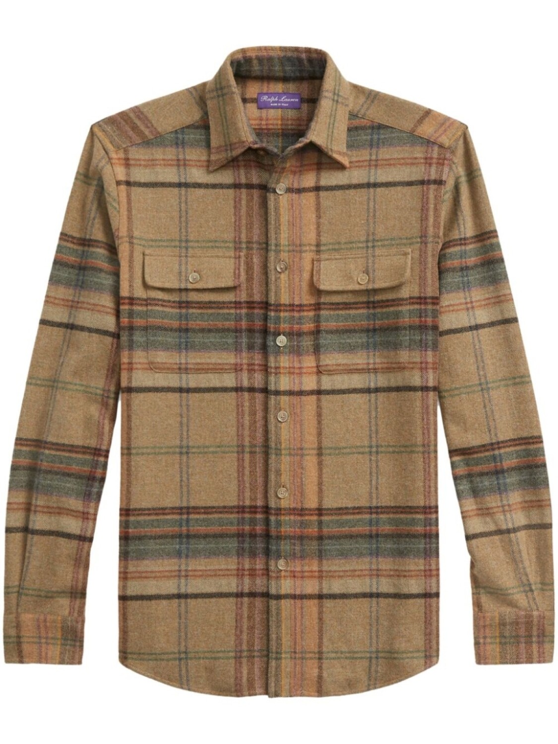 

Клетчатая рубашка из шерсти Ralph Lauren Purple Label, коричневый