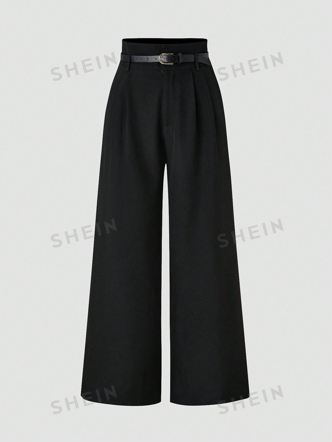 

Privé Plus Size Однотонные повседневные плиссированные брюки Shein, черный