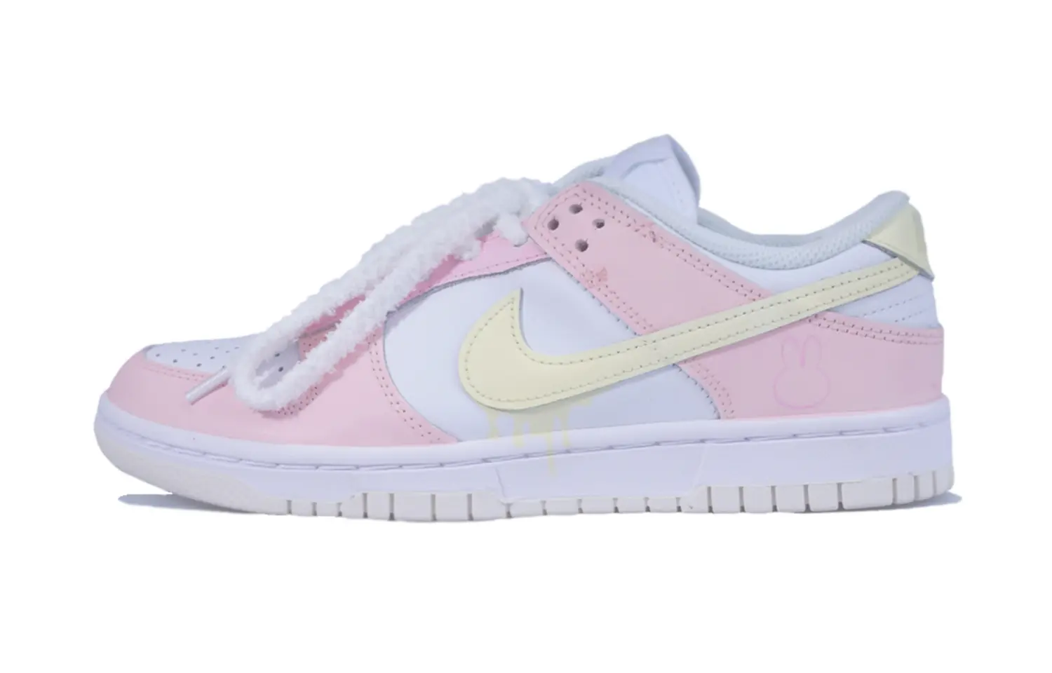 

Кроссовки Nike Dunk Skateboarding Shoes Women's Low-top White Pink Yellow, розовый