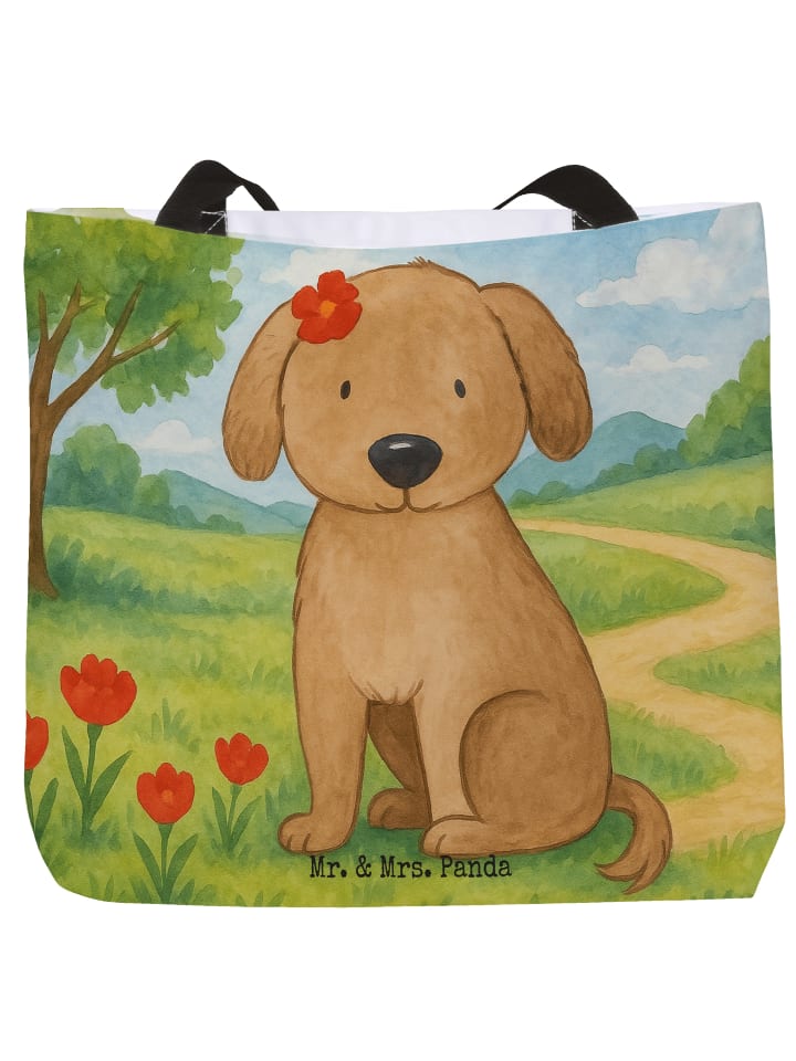 

Сумка-шоппер с изображением собаки для женщин, без слогана, белого цвета Mr. & Mrs. Panda