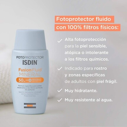 Солнцезащитный крем для лица Fusion Fluid Mineral Spf 50+ 50 мл, Isdin — фото 2