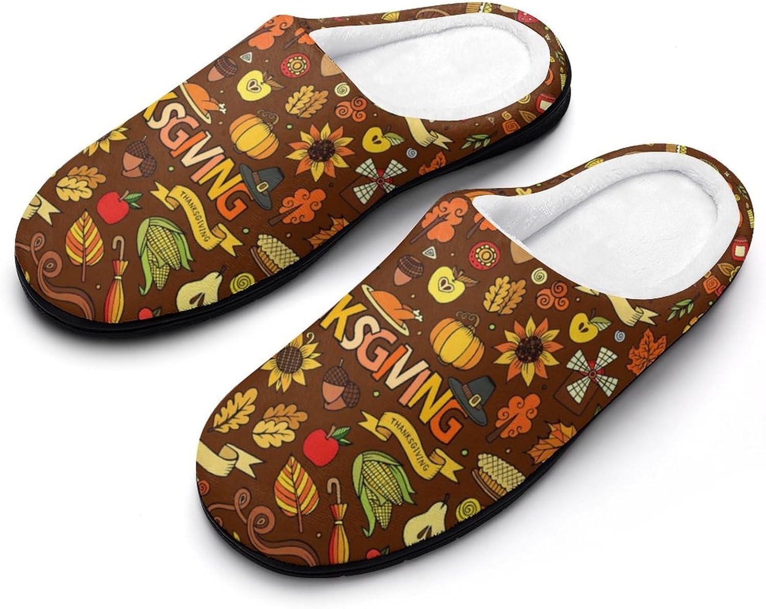 

Тапочки для женщин Kojxou Mens House Halloween из хлопка, мягкие тапочки с эффектом памяти, сандалии с закрытым носком, нескользящая подошва, для дома и улицы, Thanksgiving Turkey Pumpkin