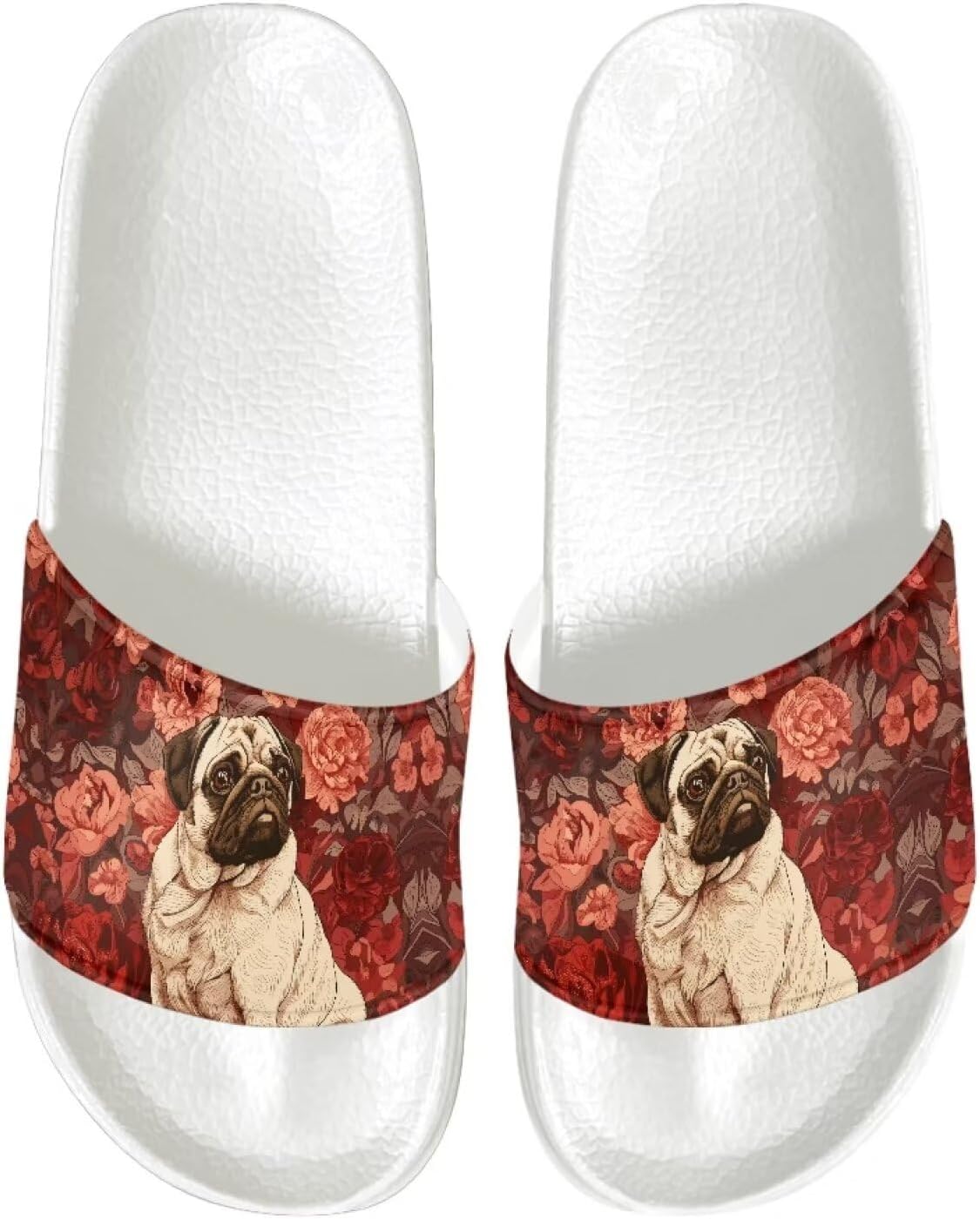 

Женские шлепанцы JUDENTIDOS, нескользящие летние тапочки для дома для девочек, шлепанцы на плоской подошве, Funny Pug Floral