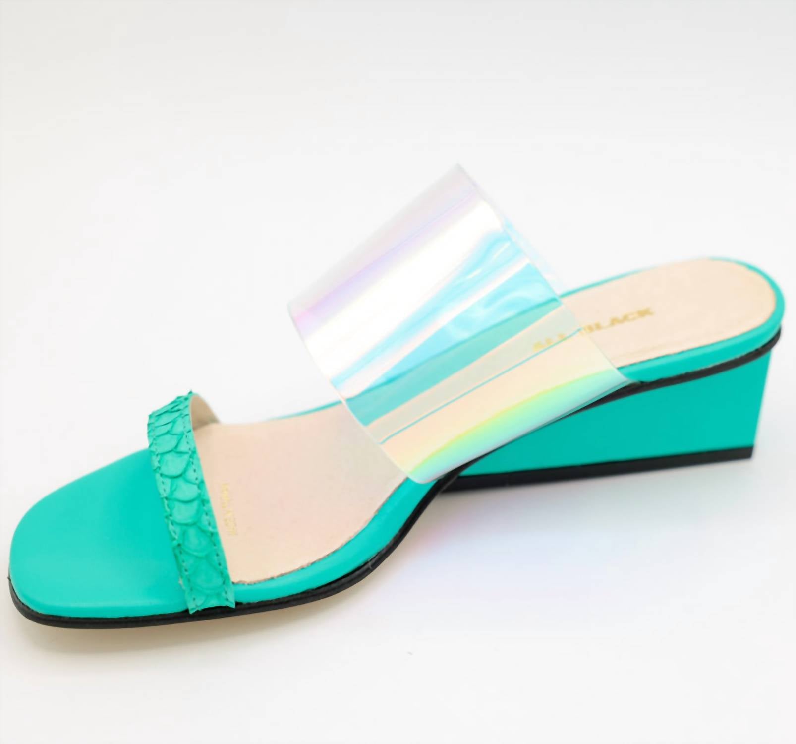 Женские прозрачные босоножки Fish Wedge зеленого цвета ALL BLACK — фото 2
