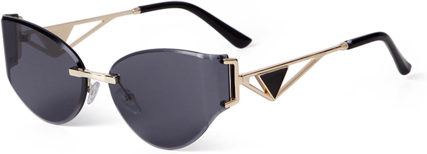 

Модные роскошные солнцезащитные очки без оправы с изогнутыми линзами, металлические треугольные декоративные солнцезащитные очки, известные модели, защита от УФ-излучения TKKTLLT, C1