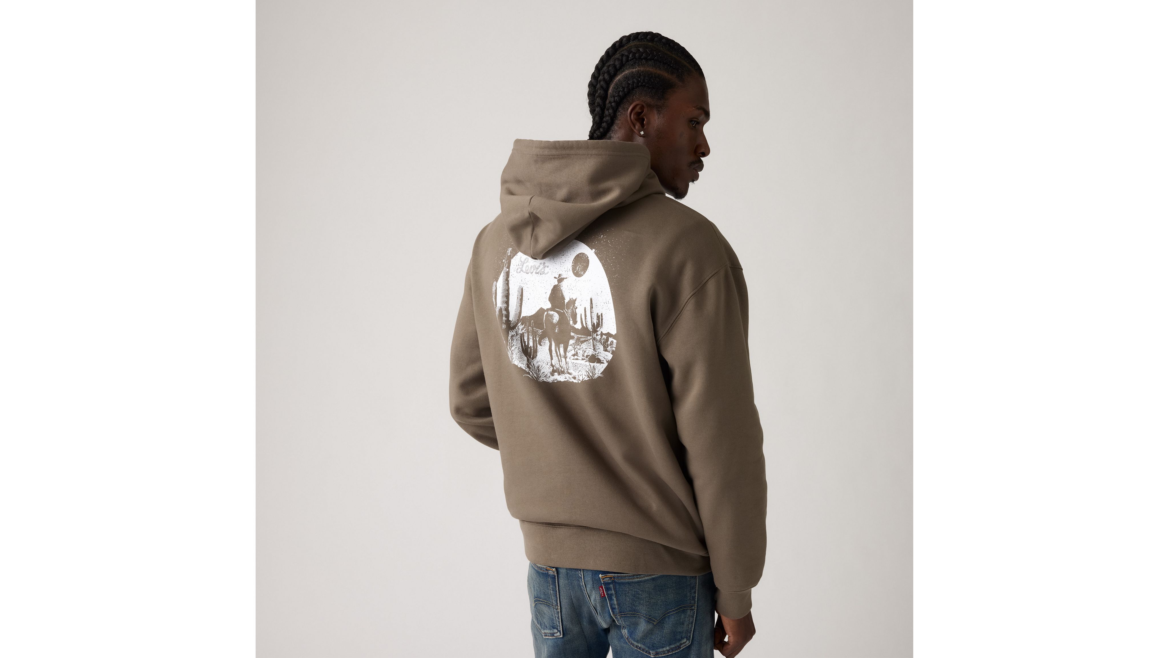 

Свободная толстовка с капюшоном и графическим принтом Levi's, Desert Cowboy - Brown